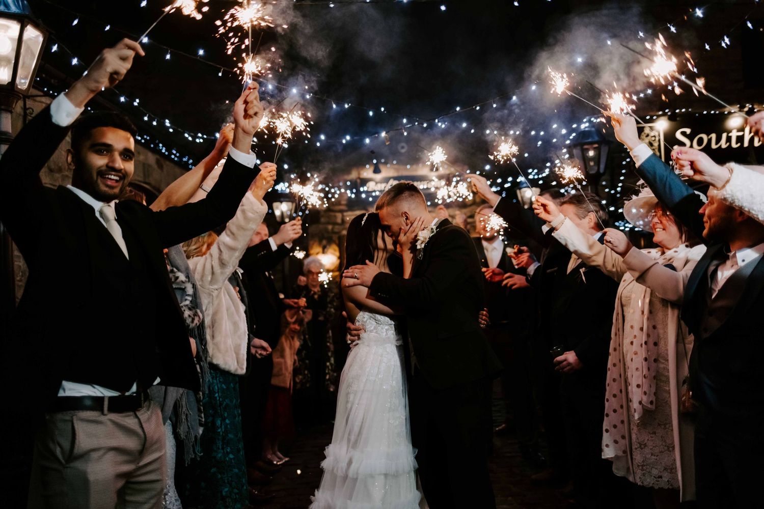 Evening Wedding with Sparklers at South Causey Inn Durham