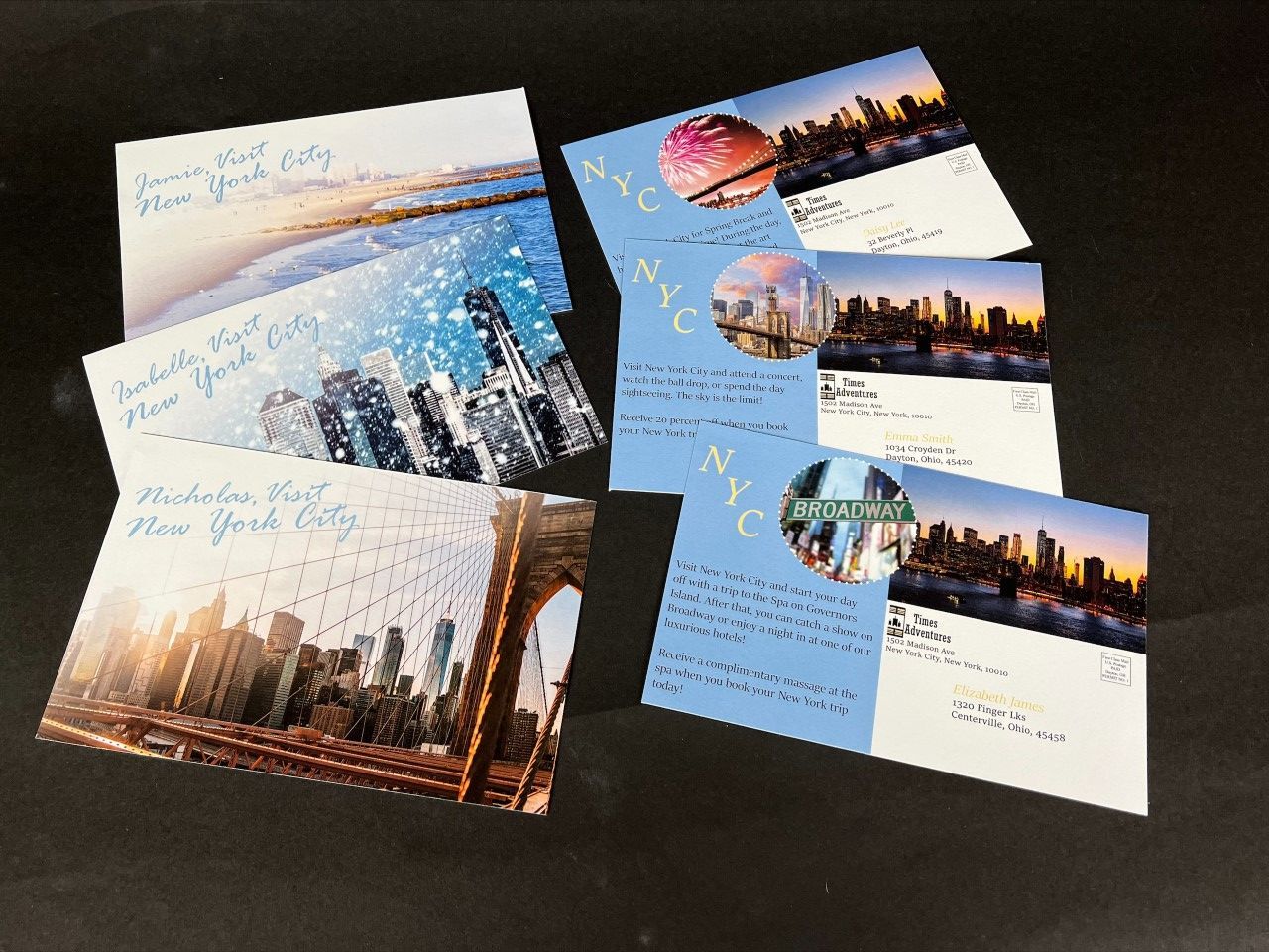 group photo of text cards