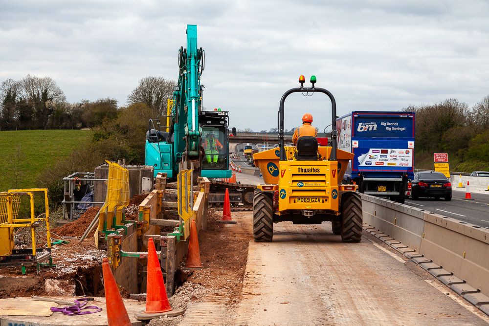 Ground works civil engineering M6 Smart Motorways Verge ground works