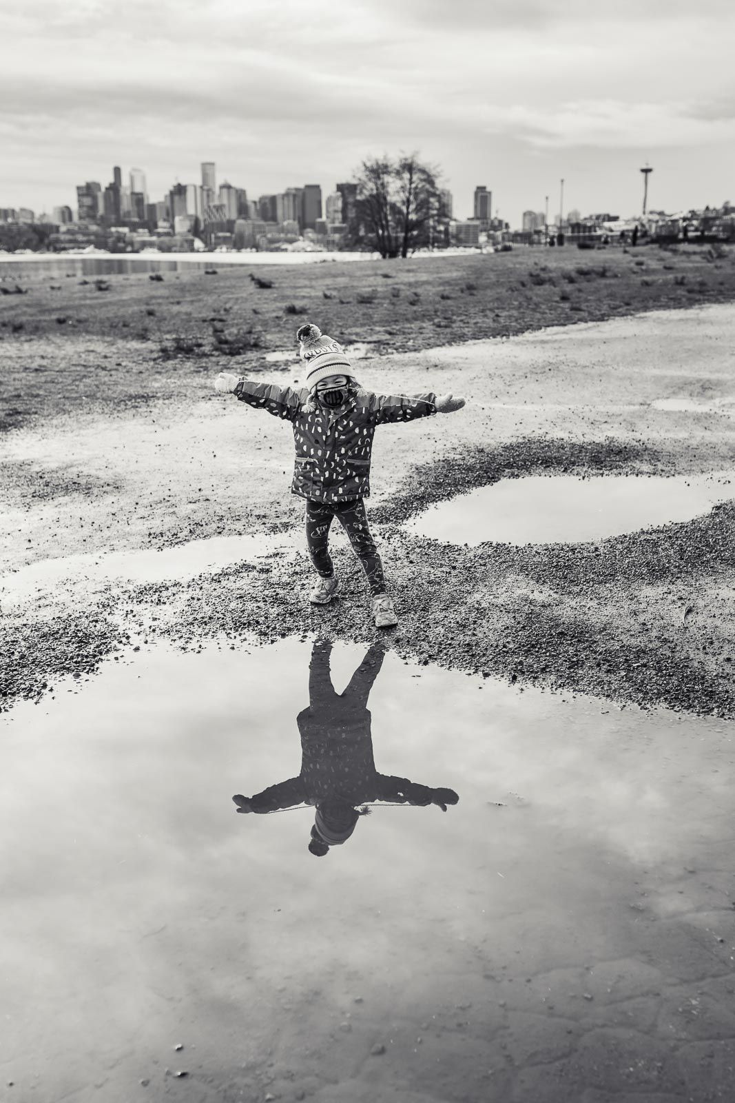 Gasworks Park reflection on a cloudy day