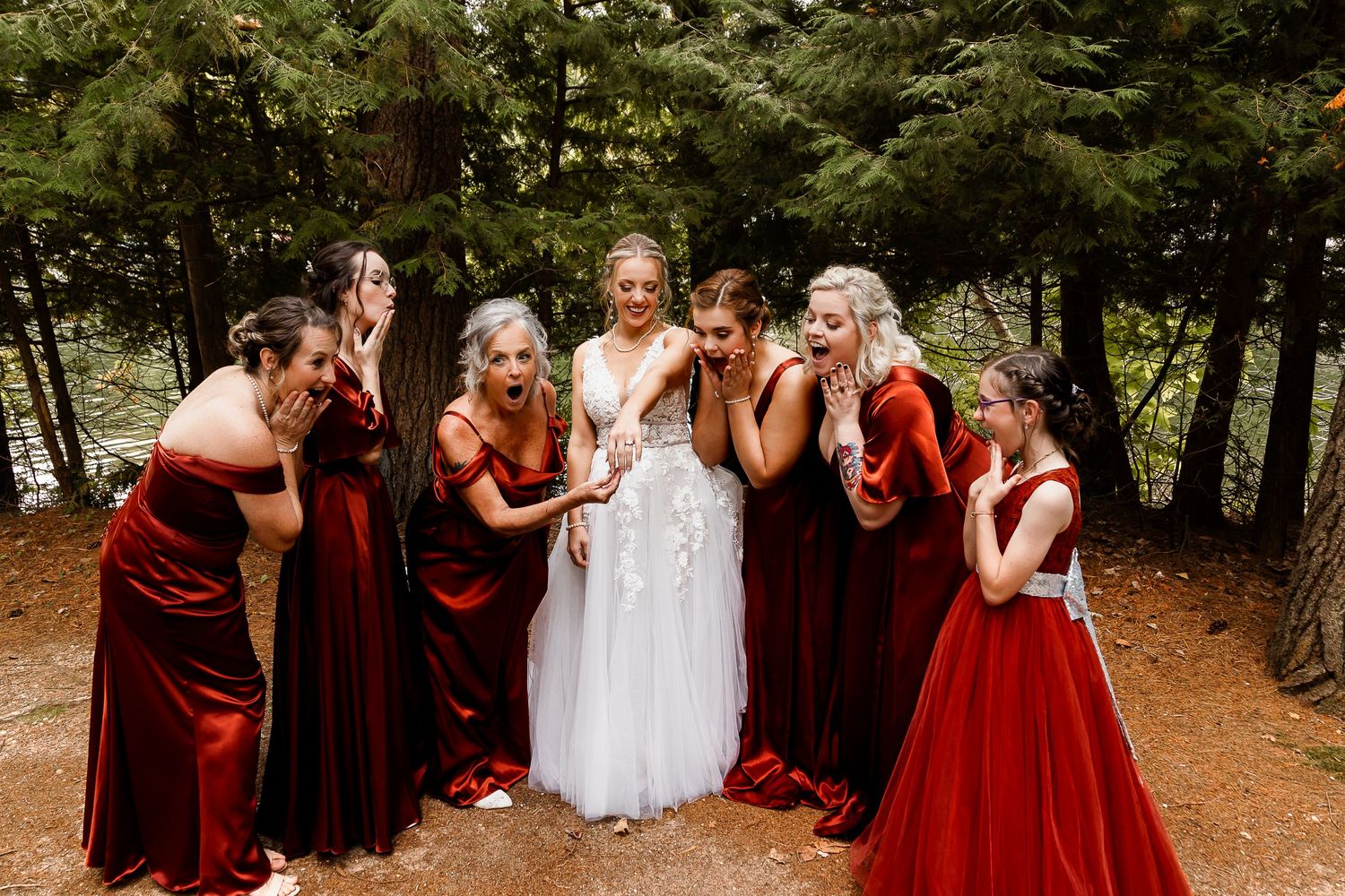 fun bridal party shots bridesmaids outdoor wedding