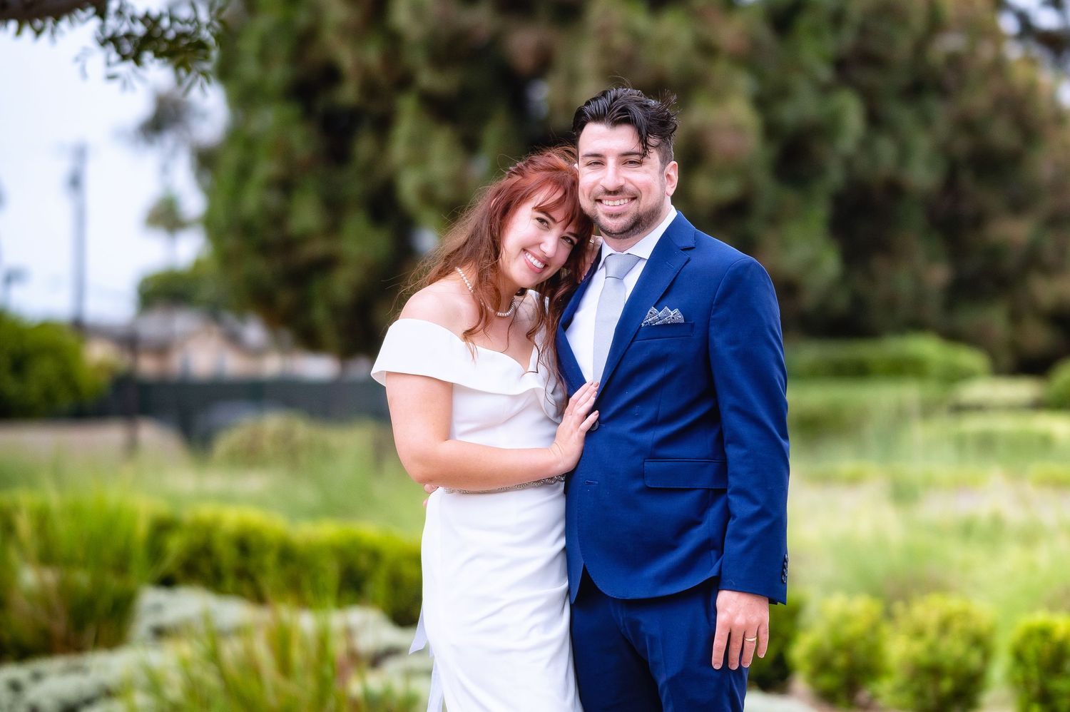 Romantic portrait of Jessie & Ryan in San Diego during sunset wedding