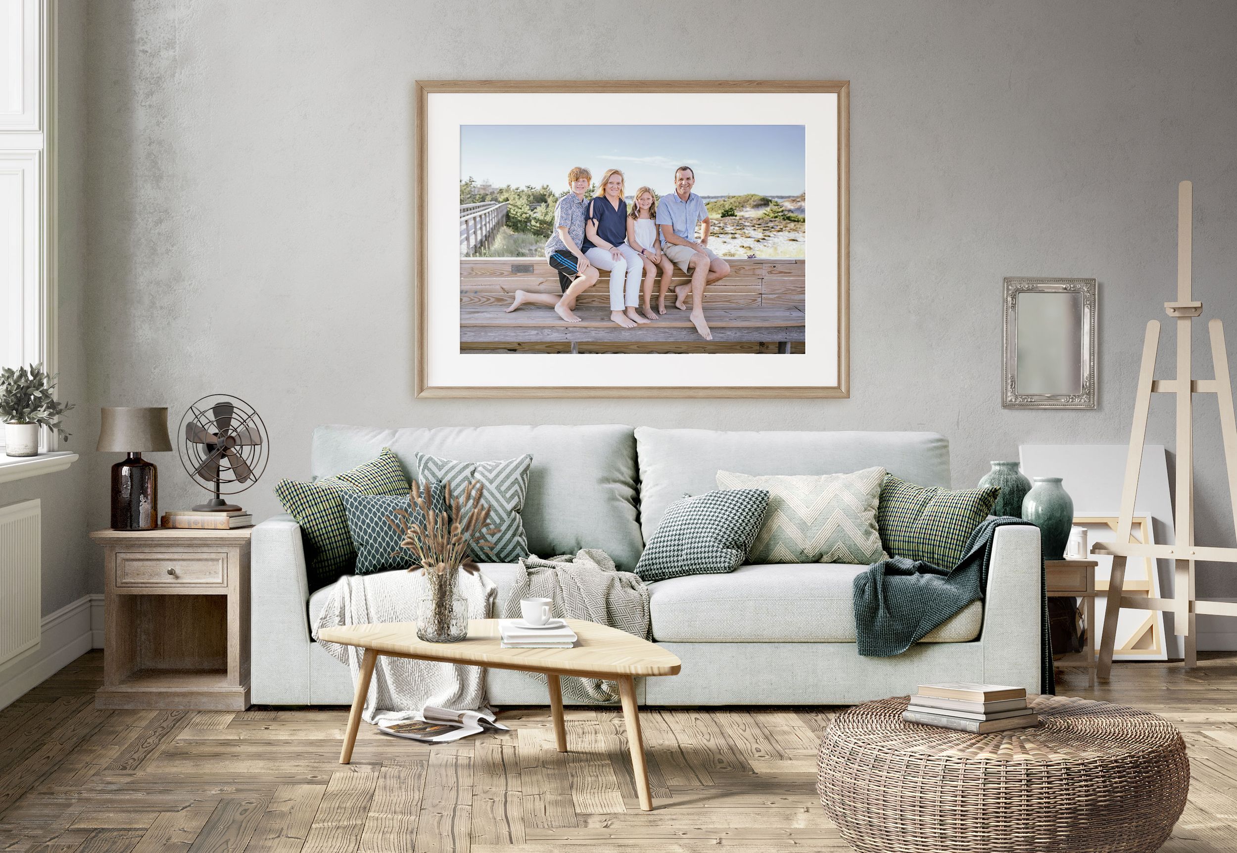 A joyful family portrait captured by boutique photographer Brandy Lee in Concord, NC, featuring parents and children in a warm outdoor setti