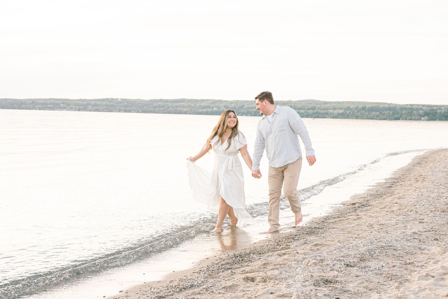 Michigan Beach Engagement Photos Lake Michigan Sunset Katie Gibbons Photography