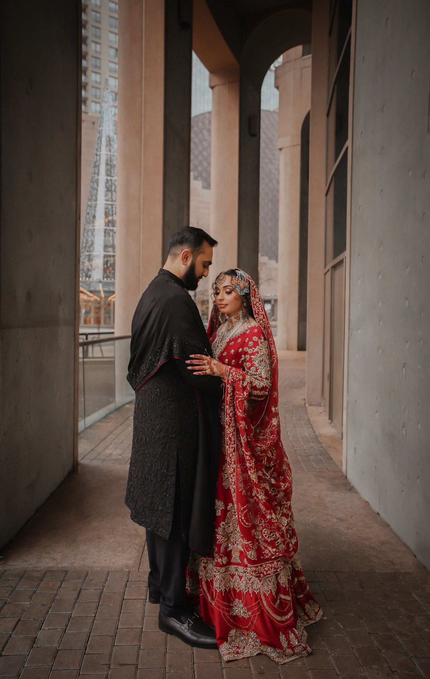 Pakistani wedding with bride and groom in Vancouver at the Vancouver public library