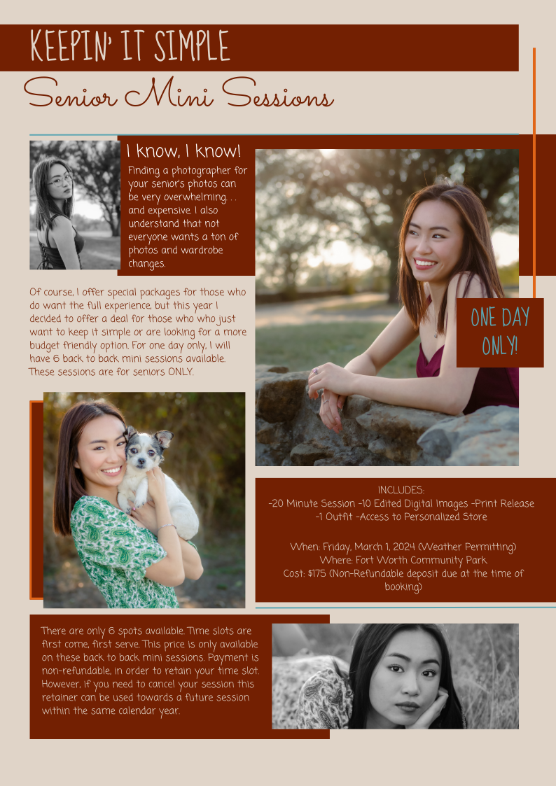 Easy to work with Senior Photographer in Keller, TX.