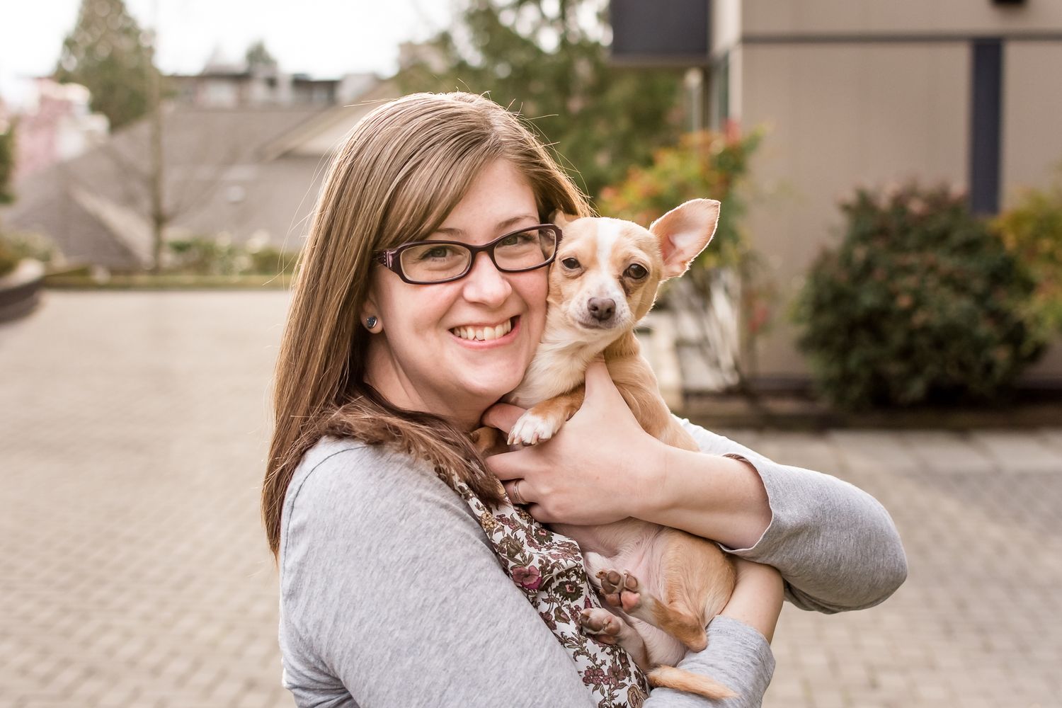 A photo of Kari Mills and her sweet dog, Dusty, in Vancouver.