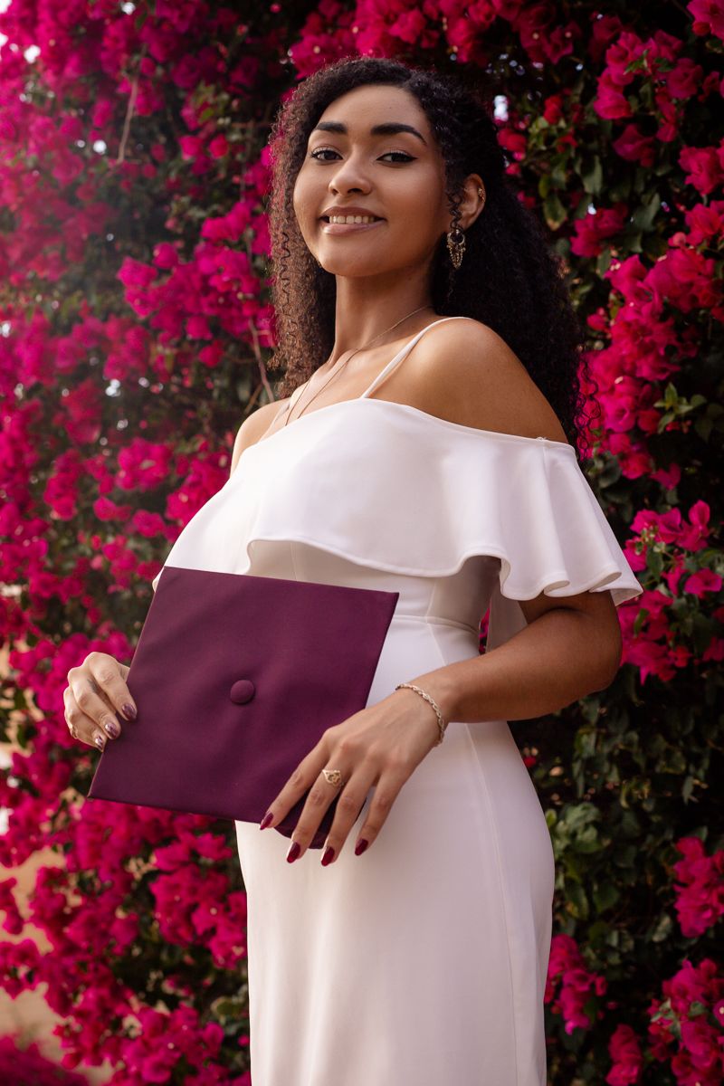 Graduation photo of an Arizona State University graduate in Tempe, Arizona
