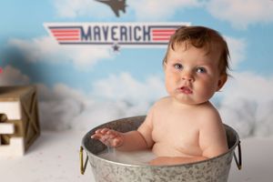 Top Gun Cake Smash Baby Milestone Photographer St Louis Missouri Aviation Maverick