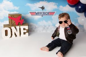 Top Gun Cake Smash Milestone Baby Photographer St Louis Missouri Maverick Aviation