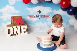 Top Gun Cake Smash Baby Milestone Photographer St Louis Missouri Maverick Aviation