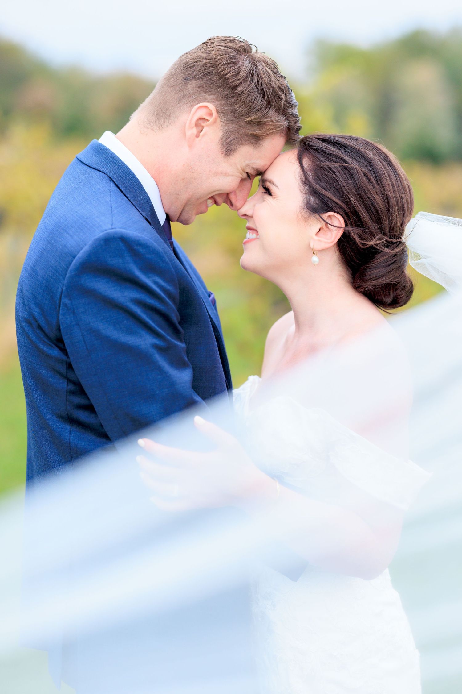 Wedding Portrait of Couple Smiling in Vineyard During Wedding at Gervasi Vineyard in Canton, Ohio