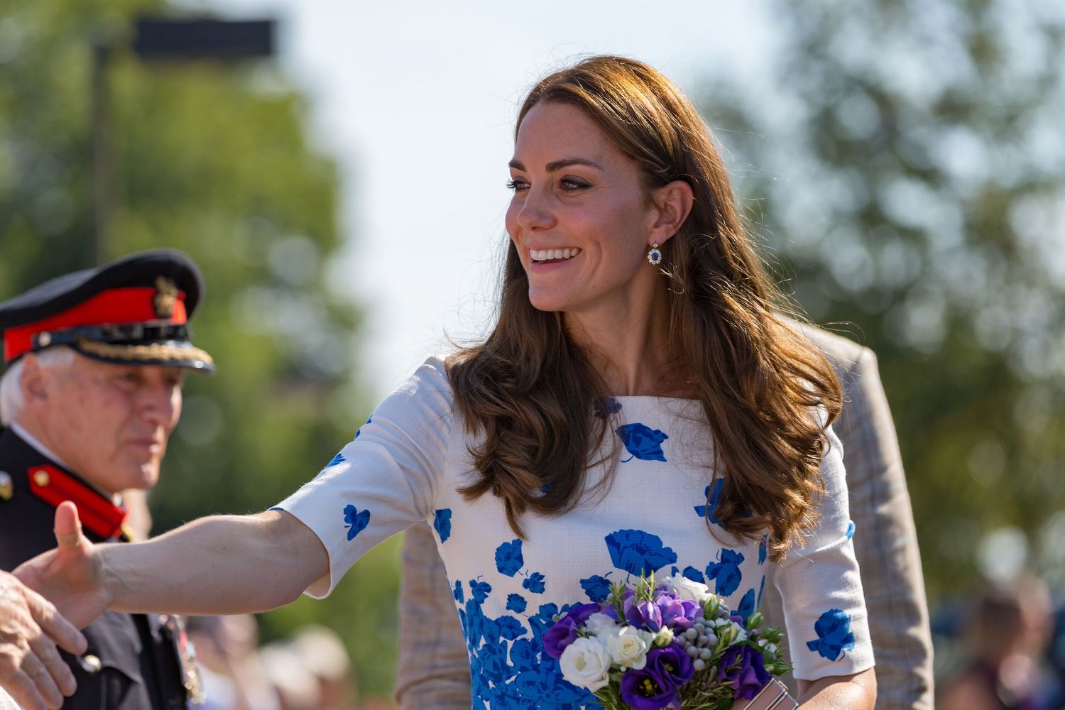 The Duchess of Cambridge, Catherine Middleton shakes hands with well wishers during a royal visit to Keech Hospice Care