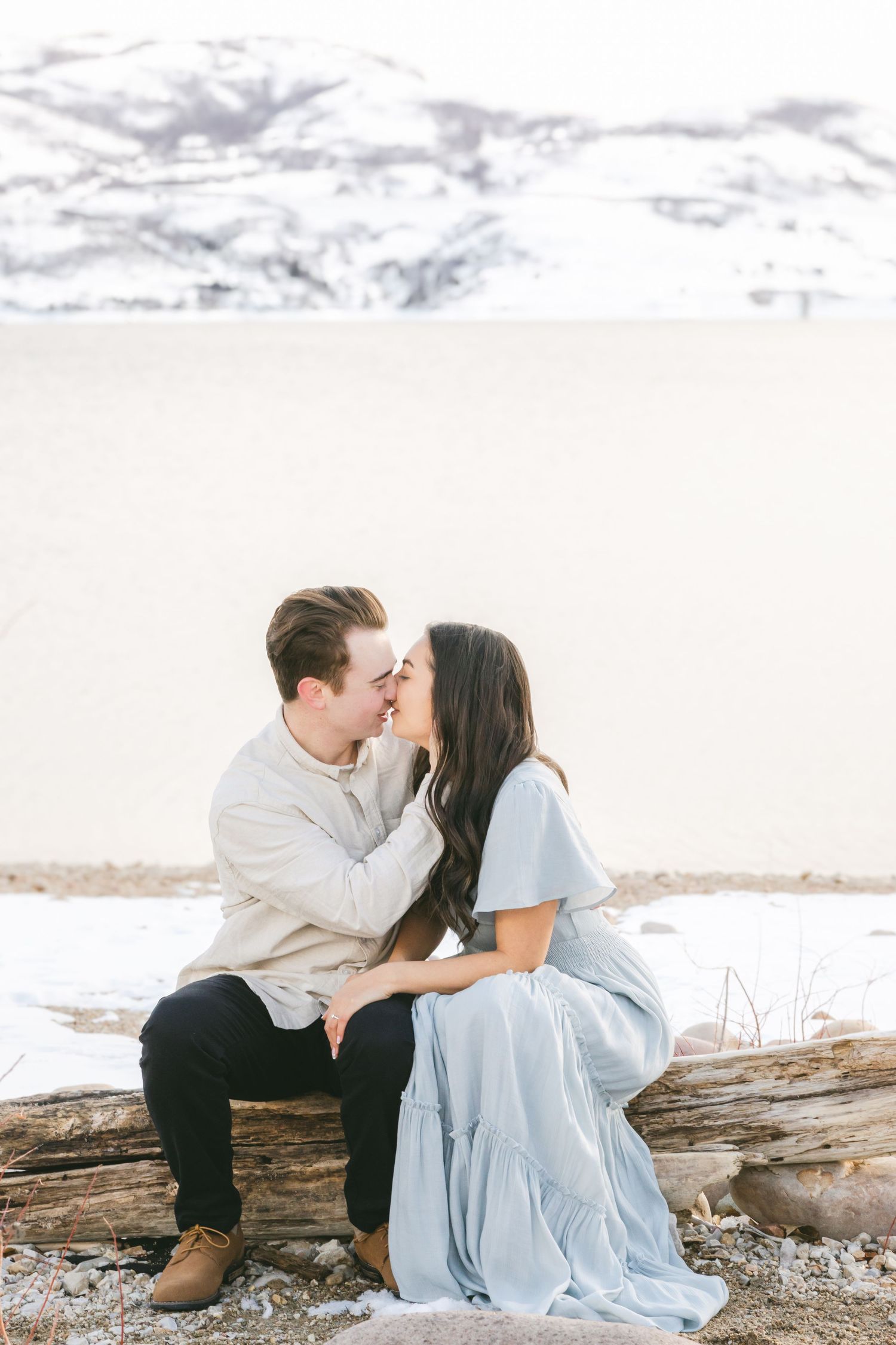 Jordanelle Park Beach Session Kissing Engagement session