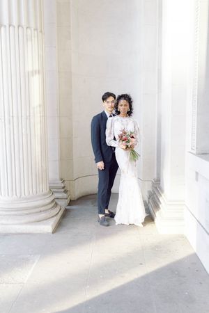 Mixed wedding couple at their town hall wedding in London. London wedding photographer.