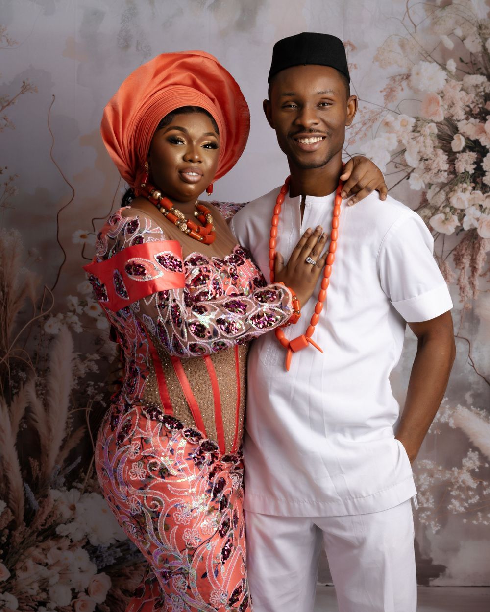 couple occasion photo in traditional outfit