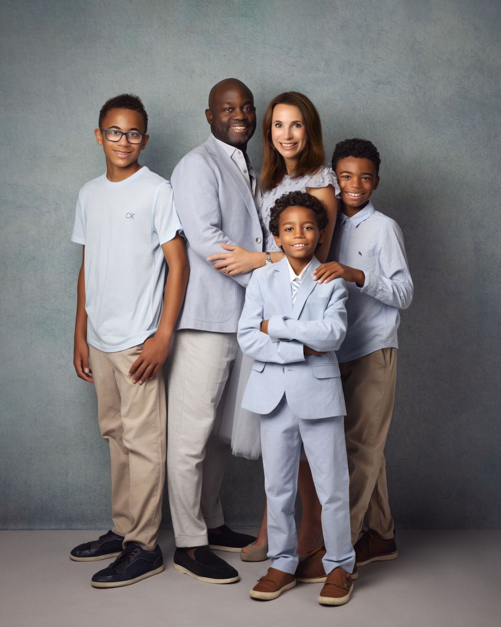Family of five portrait photo