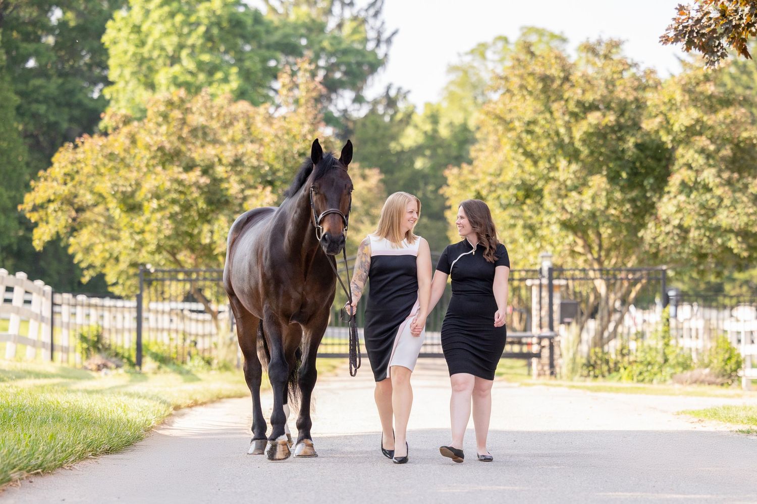 Nicole and Cara with their horse at White Oak Farm in Lowell, Michigan