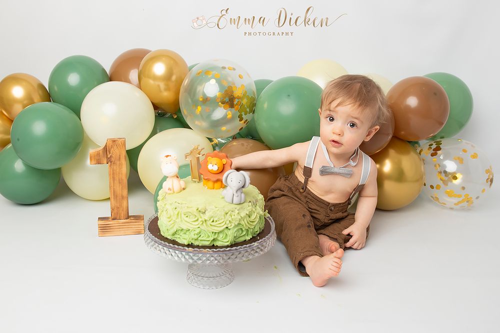 Jungle theme cake smash for one year old near Selby