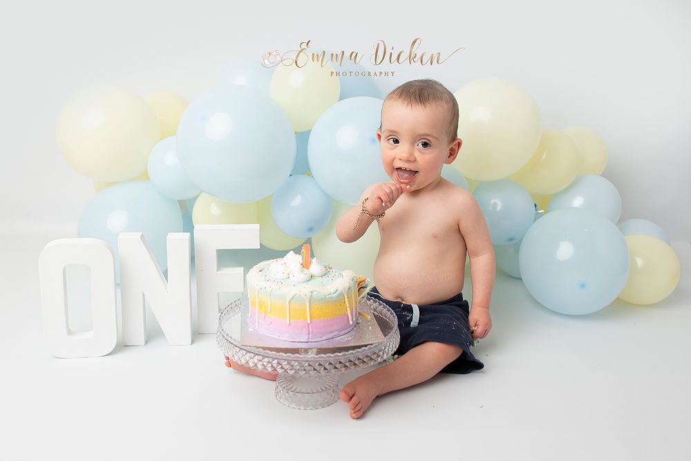 Birthday cake smash for one year old near Snaith pastel