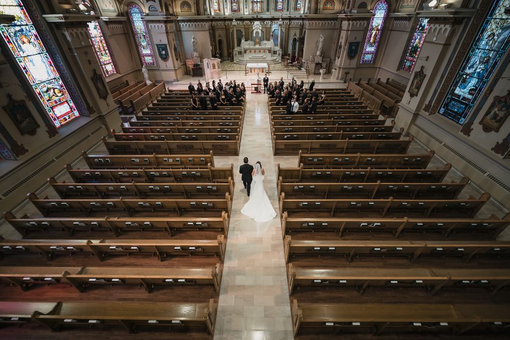 Wedding Photography, St. Johns Cathedral Boise. Boise Wedding Photographer. Wide perspectives and capturing unique angles.