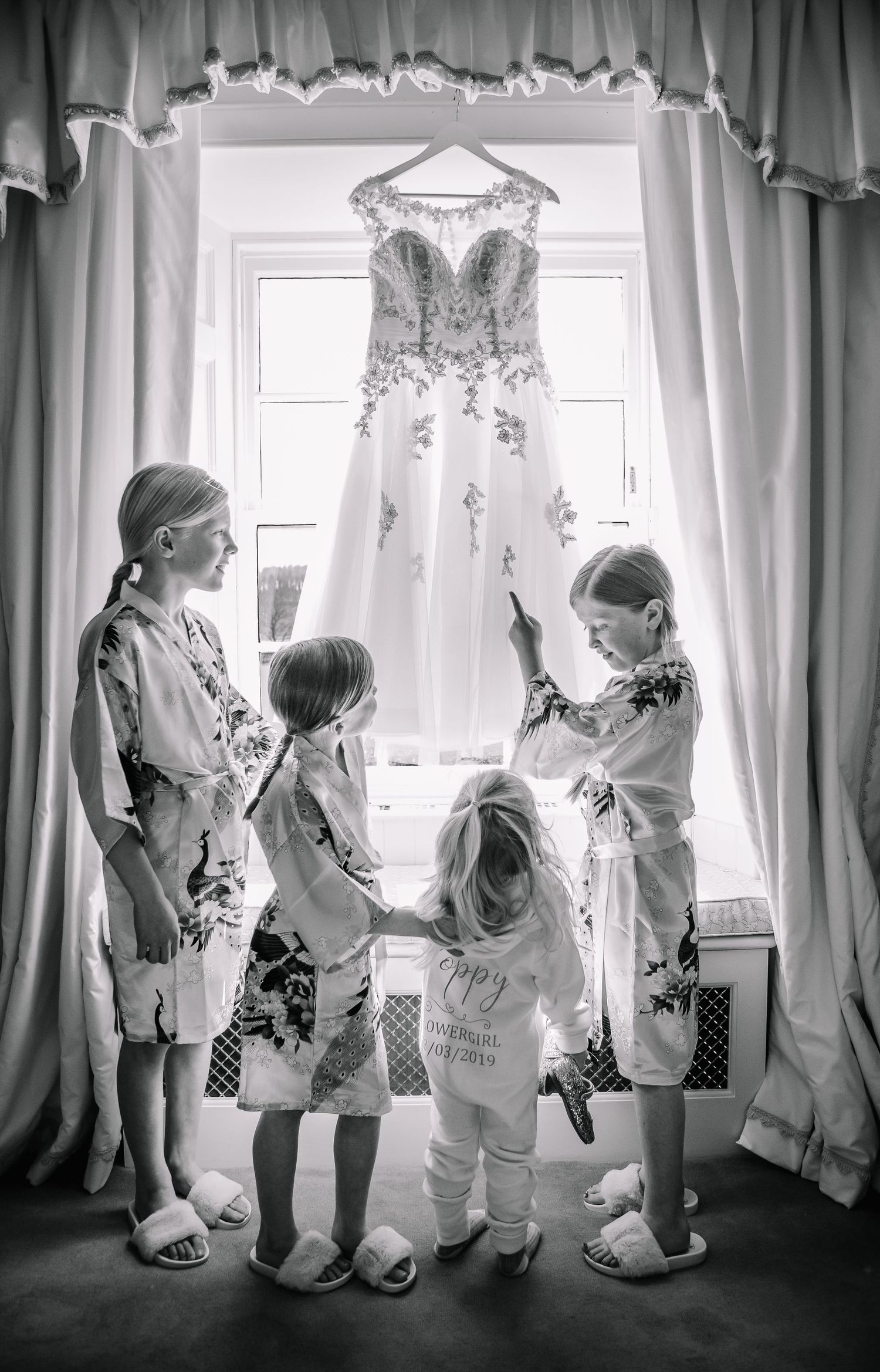 Bridesmaids with weddings dress