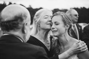 Emotional candid of a bride at her NC farm wedding