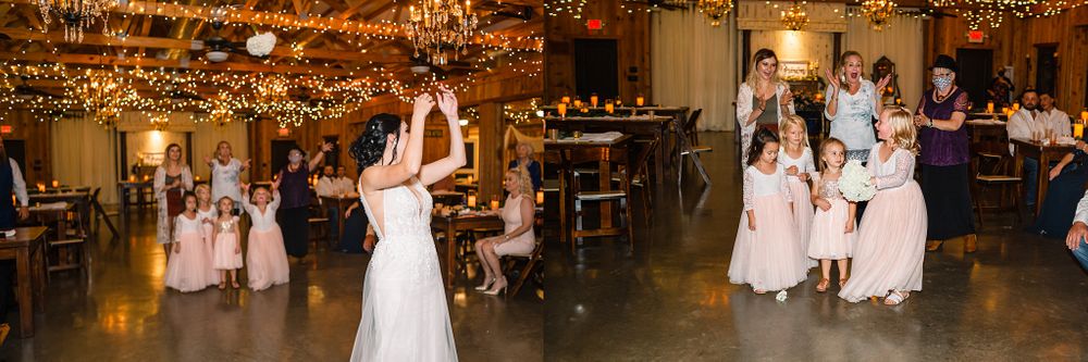 Wedding reception dance floor moments captured under twinkling lights.