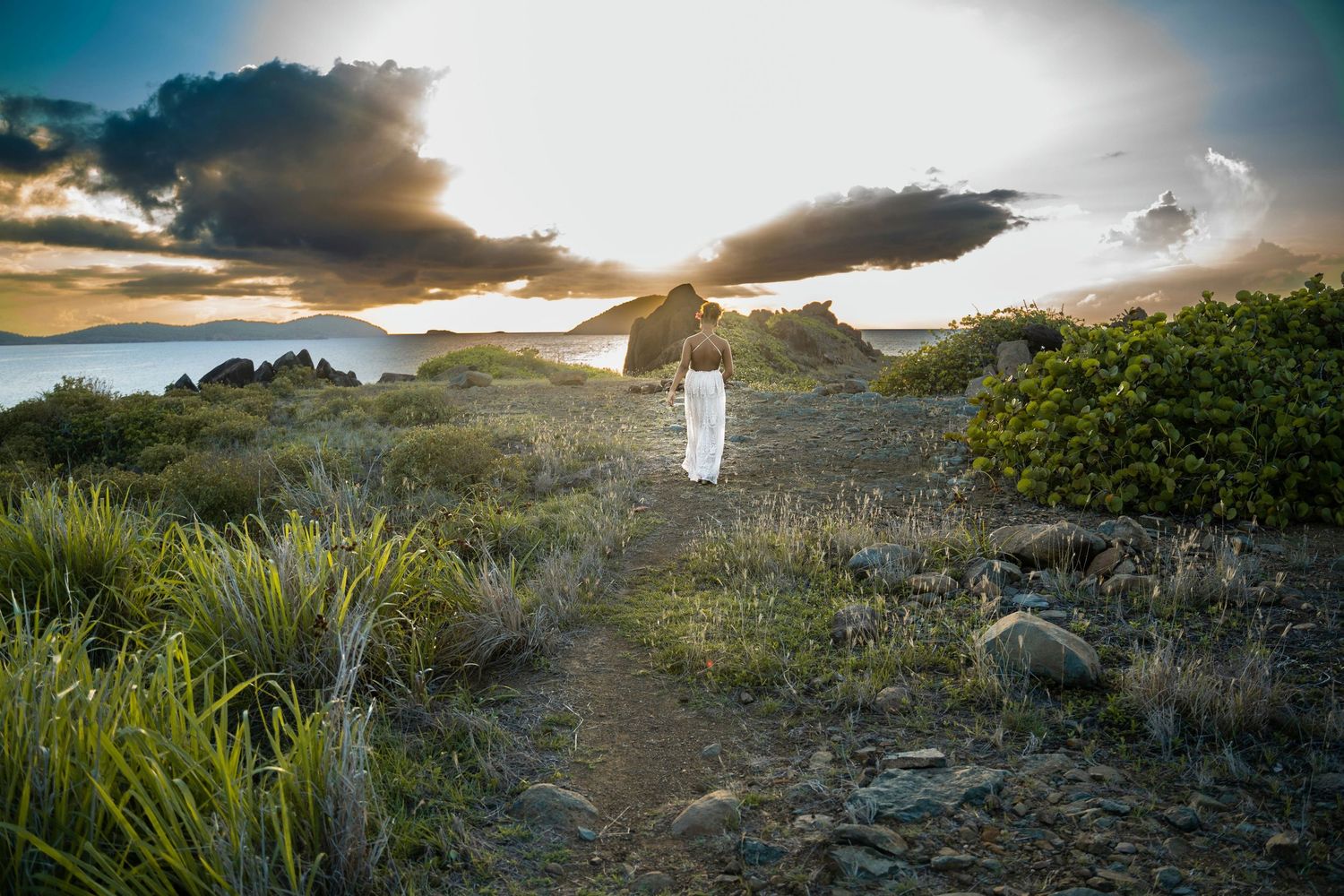 Cinematic photoshoot in St Thomas U.S. Virgin Islands featuring subject in tropical landscape at sunset, lifestyle photography by A90Films