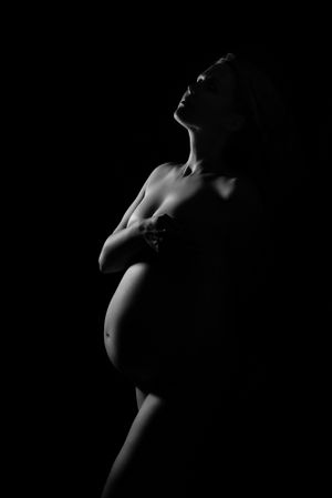 sexy krachtige zwangere - silhouette