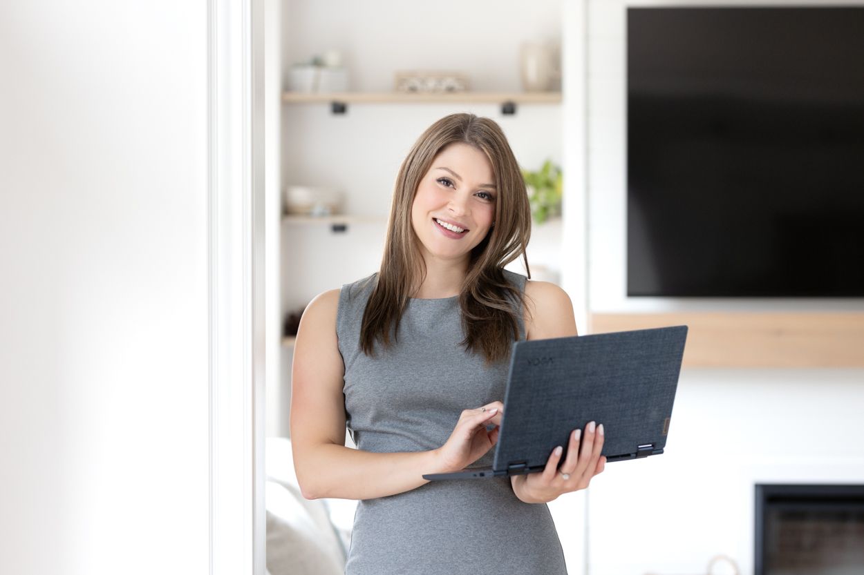 Branding photography portrait of a woman and her laptop