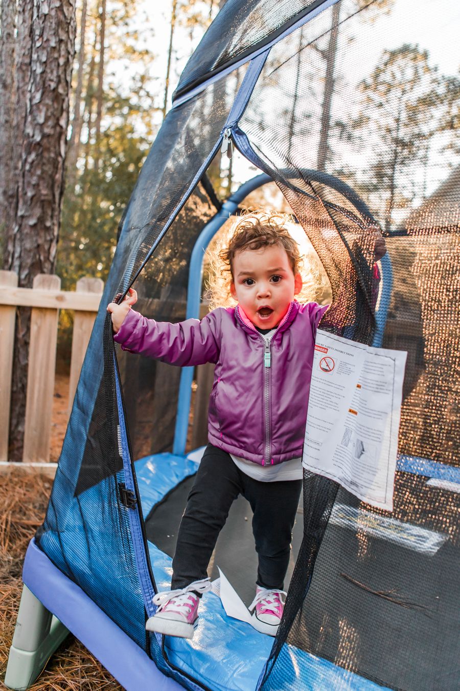 toddler on trampoline