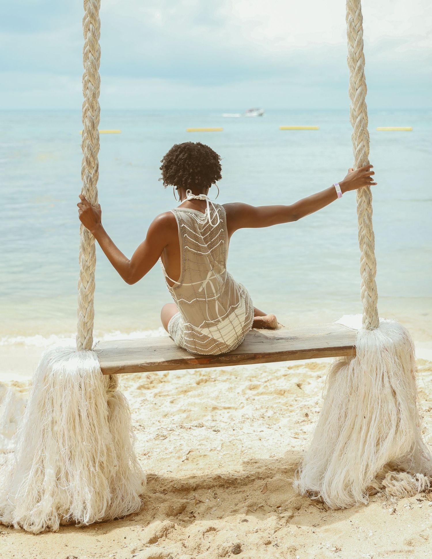 High fashion photoshoot on beach in Cozumel Mexico