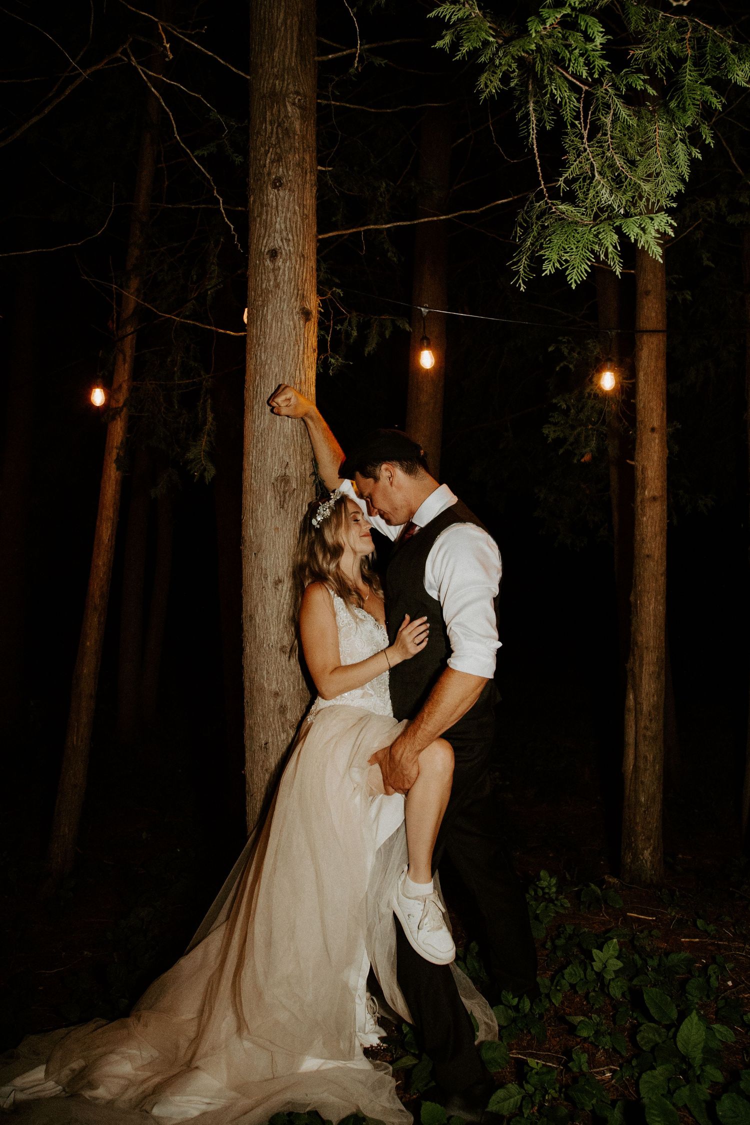 Wedding flash shot at night