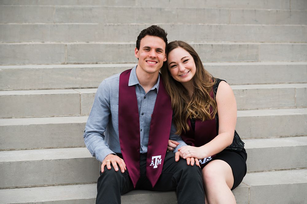 The Administration Building at Texas A&M University Engagement Photography