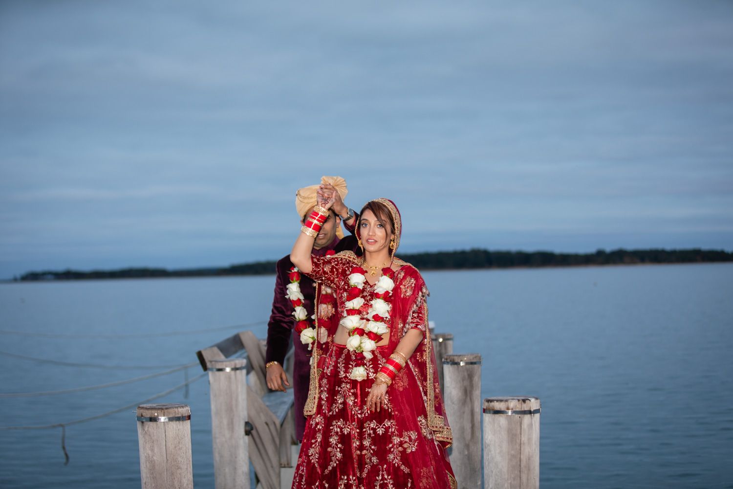 Indian Bride and Groom in a backyard wedding