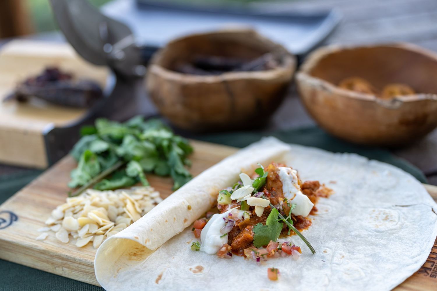 Fresh ingredients and tortillas laid out for making tacos.