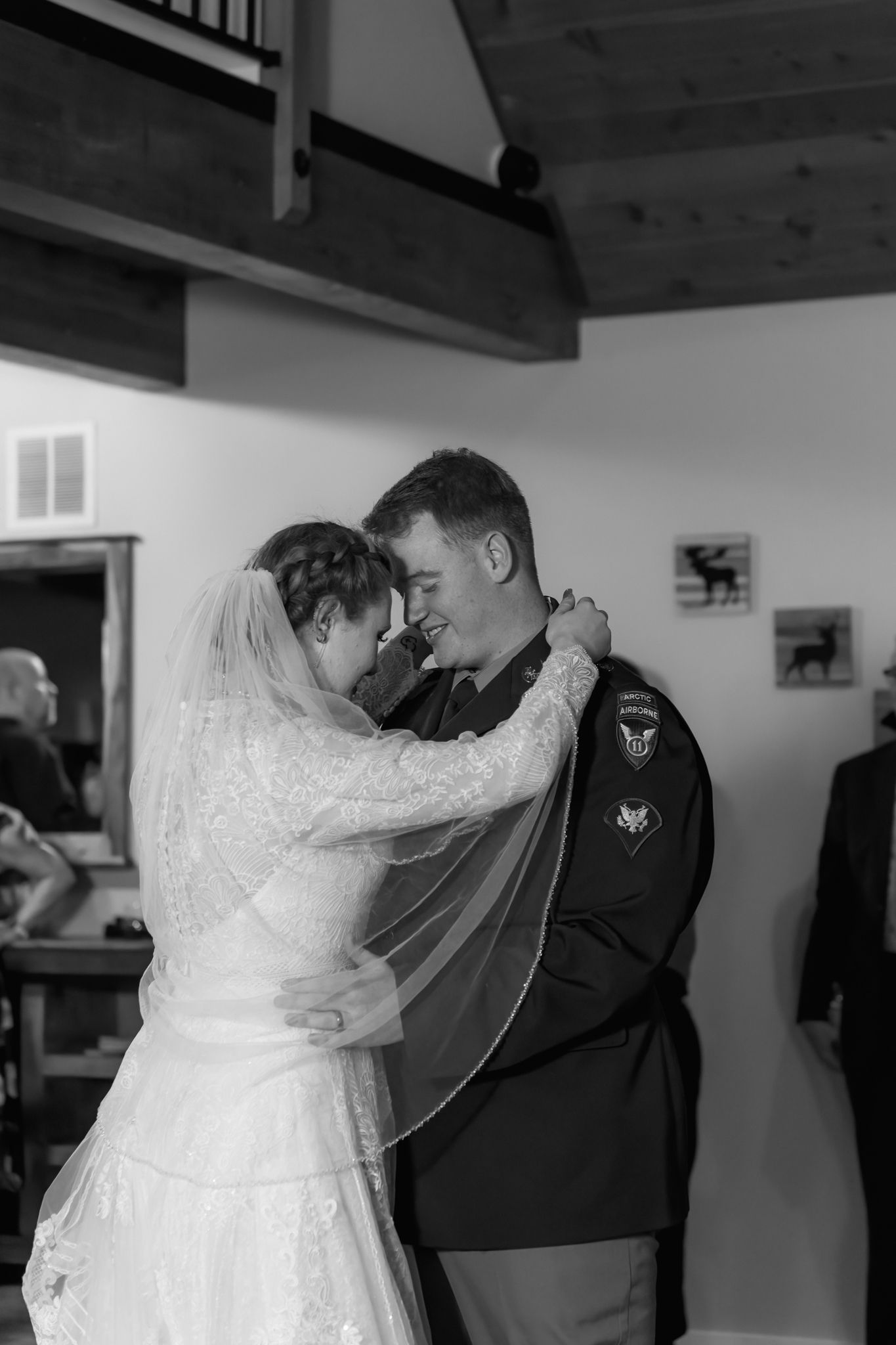bride and groom closeup while dancing