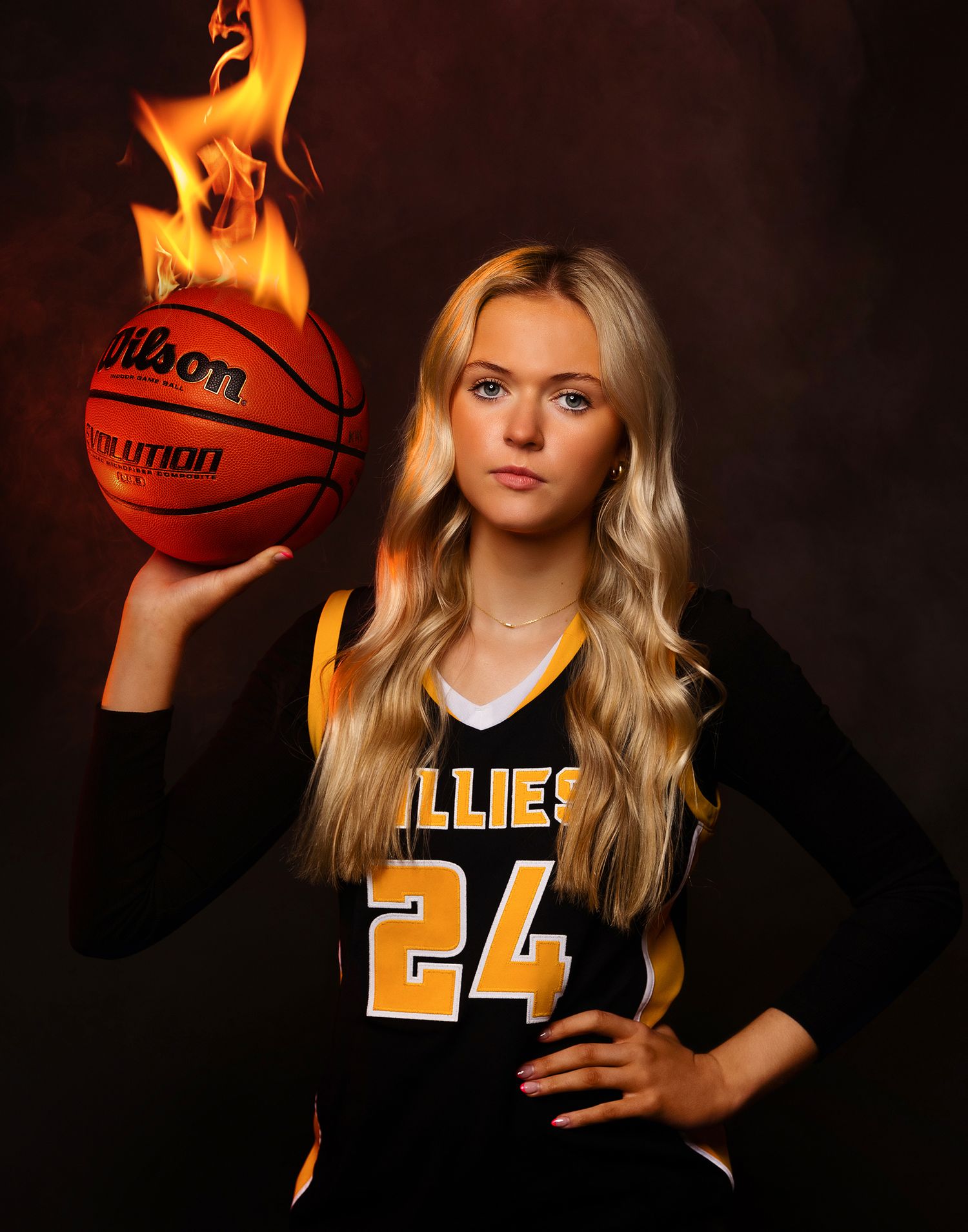 Basketball on Fire Senior Picture