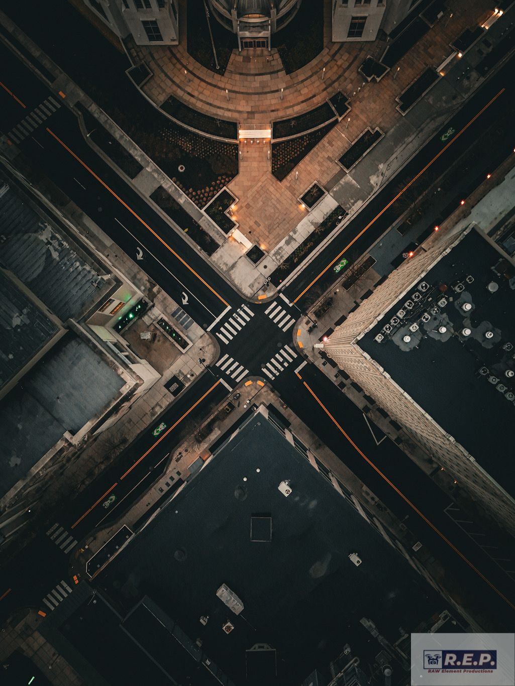 downtown topdown drone picture at sunrise Nashville TN