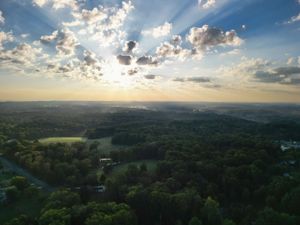 Sango TN Clarksville TN sunrise through the clouds by drone