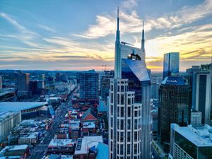 Nashville TN sunset drone downtown