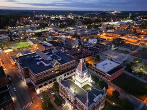 downtown Clarksville drone photo courthouse