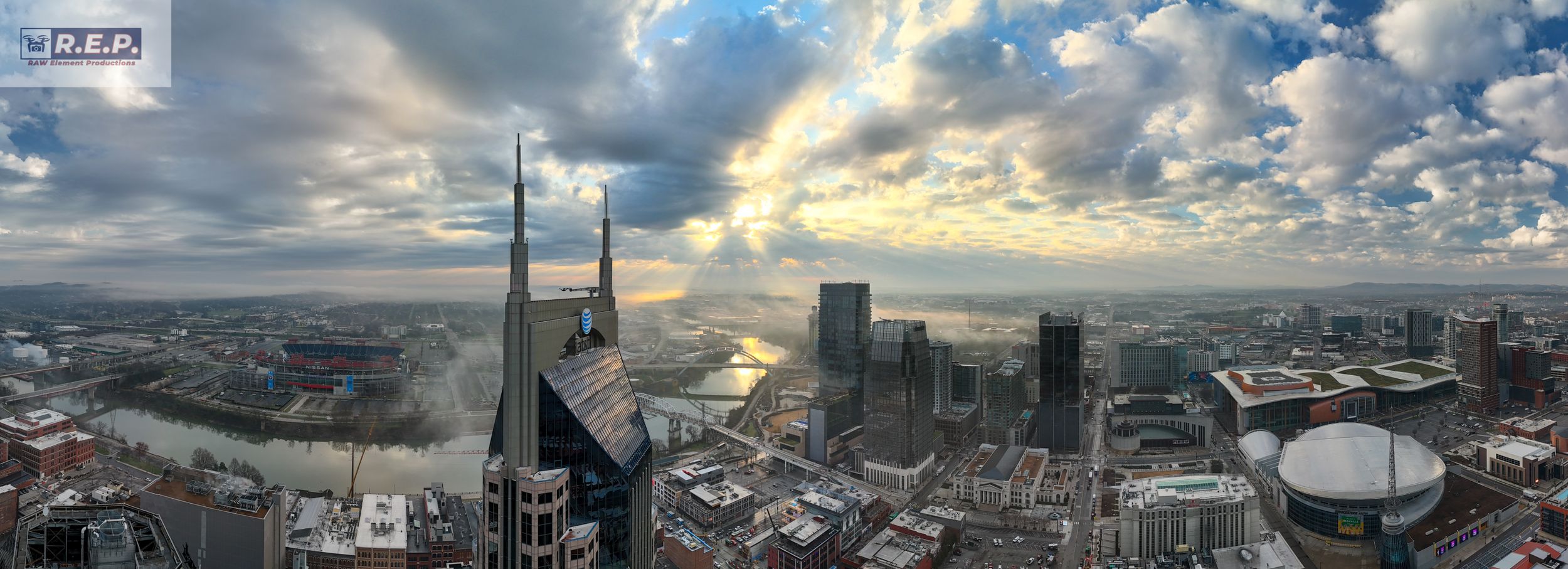landscape picture by drone Nashville TN downtown