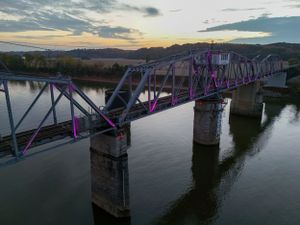 HDR Cumberland river rail bridge drone photo Clarksville TN