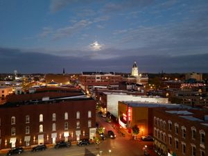 moonrise downtown Clarksville TN drone photo