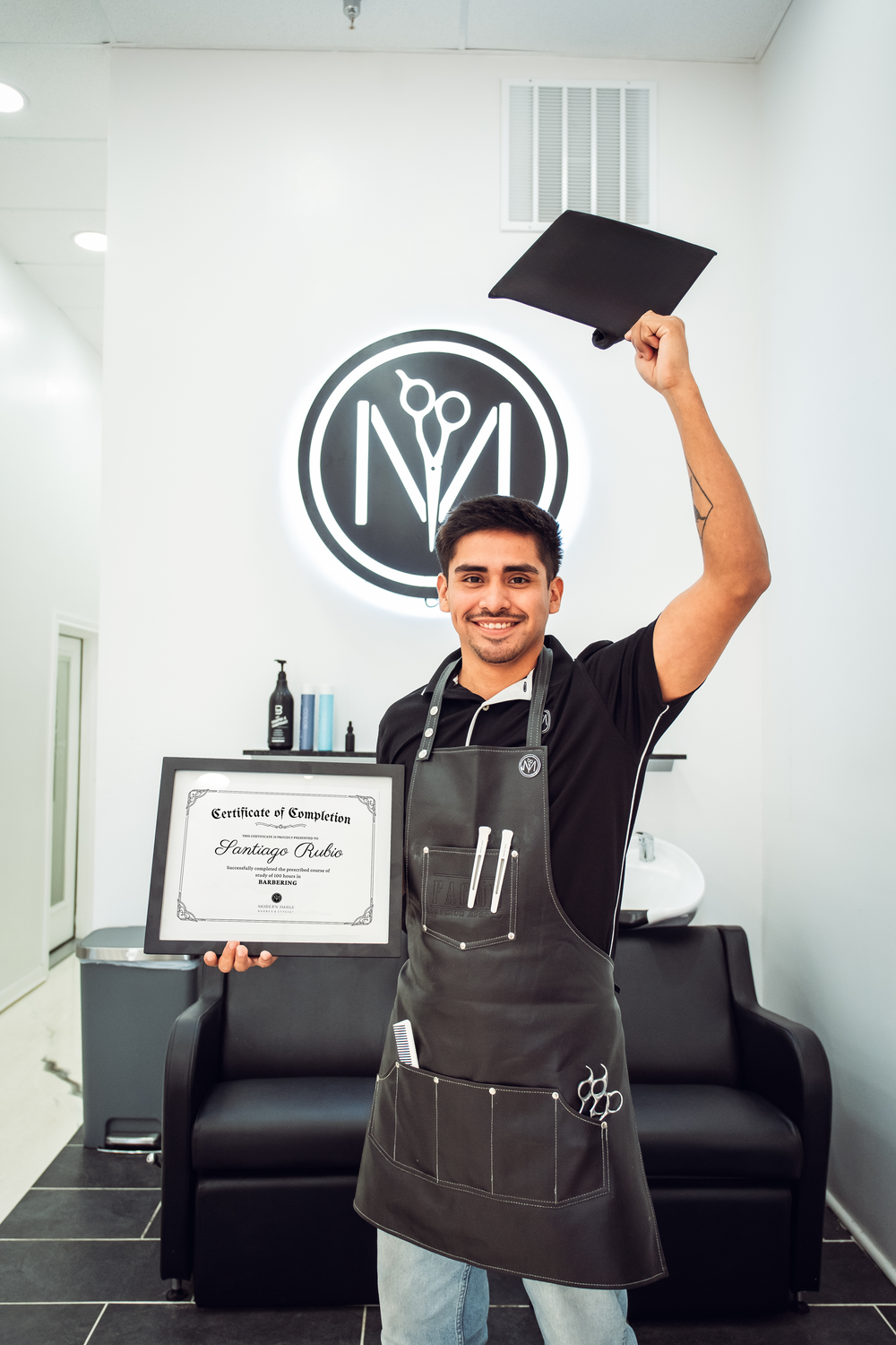 Professional Portraits of a Dallas Barber and Hairstylist in Richardson, Texas.