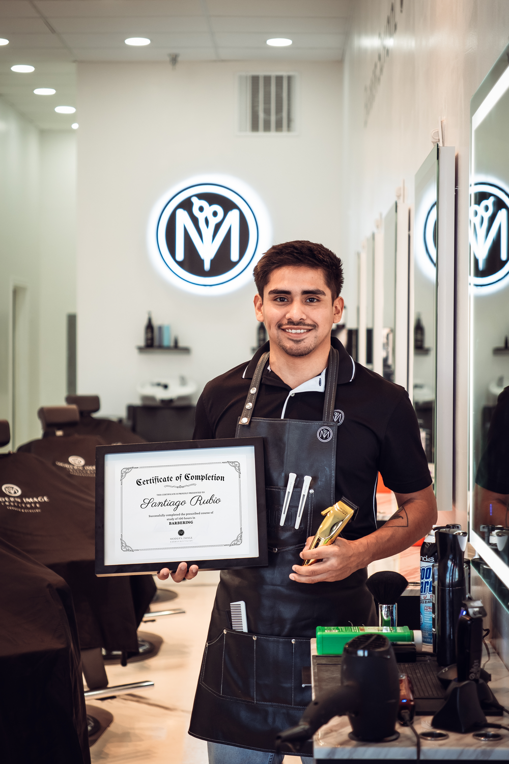Professional Portraits of a Dallas Barber and Hairstylist in Richardson, Texas.