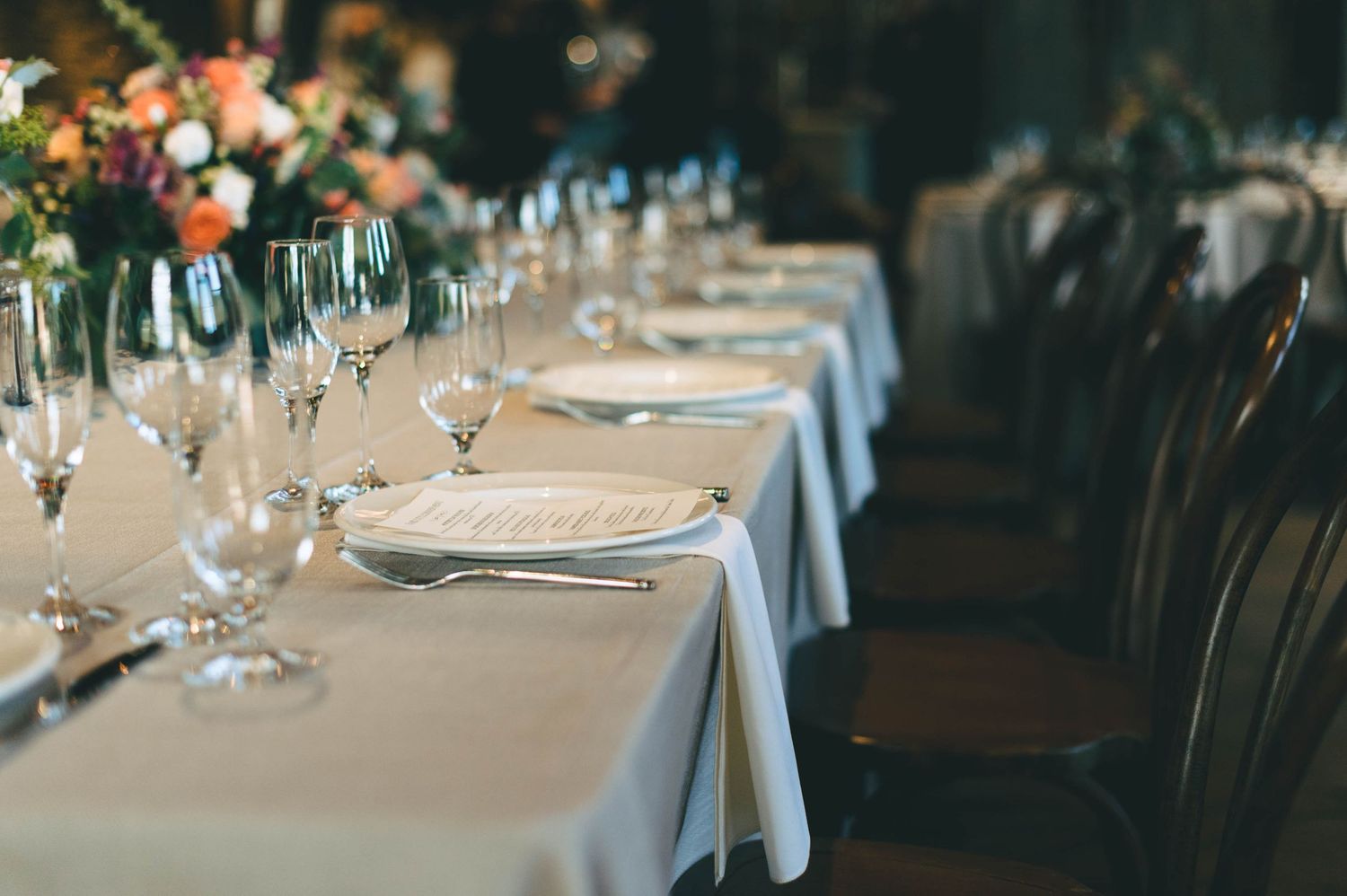 details of the table setting inside the barns at cooper molera in Monterey.