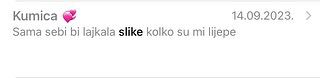 Screenshot of Croatian social media comment with pink flower emoji.